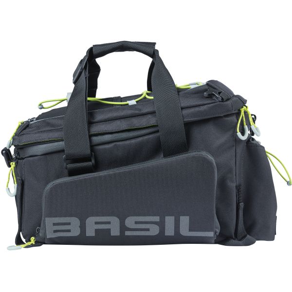 Afbeelding laden in galerijviewer, Basil Miles XL Pro bagagedragertas - waterdicht - sportief - zwart lime - 9-36L - MIK RT adapterplaten
