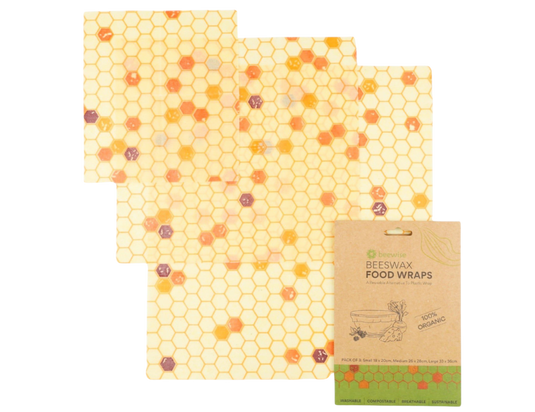Beewise bijenwasdoek - set van 3 - honinggraat