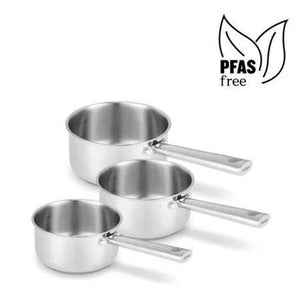 Beka cicla 3-delige steelpannen set - ø 16, 18, 20 cm - gerecycleerd rvs - inox - pfas-vrij - geschikt voor inductie - 3 sauspannen - chroom