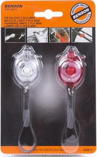 Enzo benson led fietslampset met elastiek mini 2 delig rood wit - 5700335
