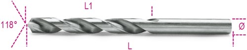 Beta spiraalboren, korte uitvoering hss volledig geslepen glimmende afwerking 412 6,50 - 004120106