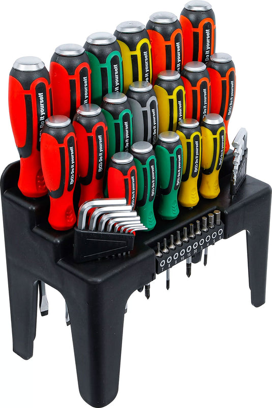 Bgs technic screwdriver set with bit assortment in a plastic stand 44-piece