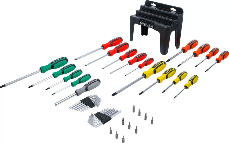 Afbeelding laden in galerijviewer, Bgs technic screwdriver set with bit assortment in a plastic stand 44-piece
