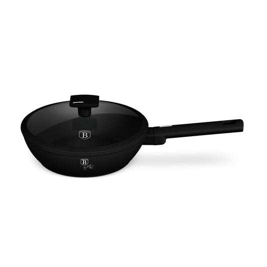 Berlingerhaus diepe koekenpan met deksel mat zwart 24cm