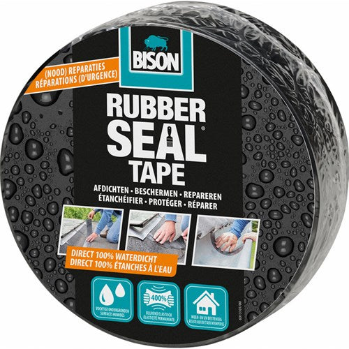 Bison rubber seal tape rol 5 meter x 7,5 cm - direct repareren, sterke reparatietape, direct 100% waterdicht, blijvend elastisch, binnen en buiten, repareren, afdichten, verbinden, beschermen