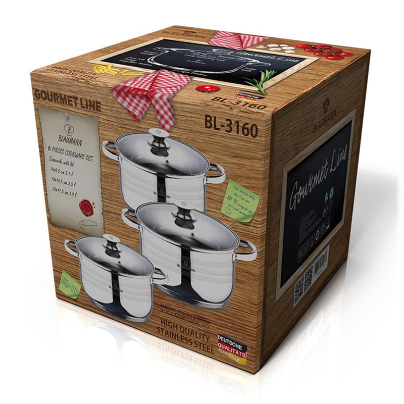 Afbeelding laden in galerijviewer, Blaumann gourmet line rvs pannenset 3-delig
