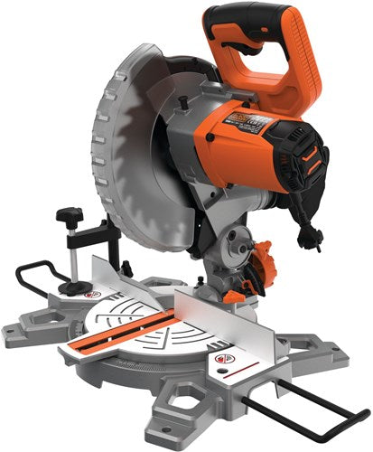 Afbeelding laden in galerijviewer, Black+decker bes702 1500w 216mm afkort- en verstekzaag | 1x zaagblad 24 hardmetalen tanden | stofzak - bes702-qs
