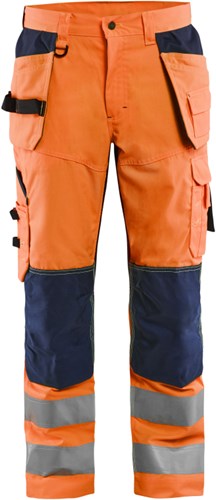Blåkläder werkbroek high-vis met ventilatie 15651811 | high vis oranje marineblauw | maat 46 - 7330509673218
