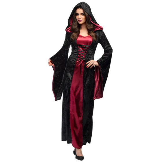 Afbeelding laden in galerijviewer, Boland vampire mistress halloween kostuum dames zwart rood maat 44 46
