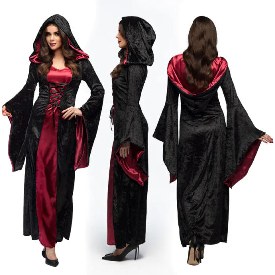 Afbeelding laden in galerijviewer, Boland vampire mistress halloween kostuum dames zwart rood maat 44 46
