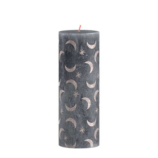 Bolsius silhouette stompkaars met print 19x6.8 cm leisteenblauw