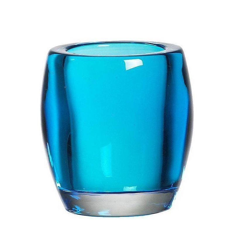 Afbeelding laden in galerijviewer, Abi bolsius theelichthouder glas oval aqua 77 72mm

