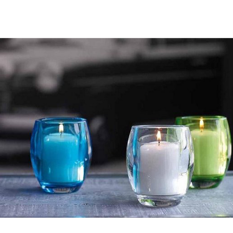 Afbeelding laden in galerijviewer, Abi bolsius theelichthouder glas oval aqua 77 72mm
