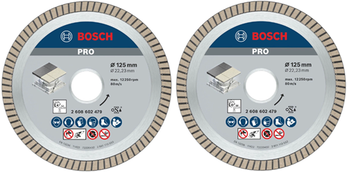 Bosch accessoires bosch 2 stuks diamantdoorslijpschijf best for ceramic extraclean turbo 125 x 22,23 x 1,4 x 7 mm (duopack) - 061599766z
