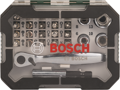 Afbeelding laden in galerijviewer, Bosch accessoires 26-delige schroefbit- en ratelset met kleur codering - 2607017322
