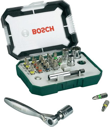 Afbeelding laden in galerijviewer, Bosch accessoires 26-delige schroefbit- en ratelset met kleur codering - 2607017322
