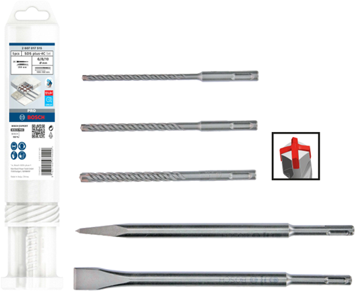 Bosch accessoires 5-delige sds-plus pro plus 5x boren en beitelset - 2607017515
