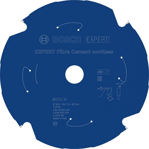 Bosch accessoires expert fibre cement cordless-cirkelzaagblad | 165 x 1,8 1,2 x 20 mm | t4 - 2608902200