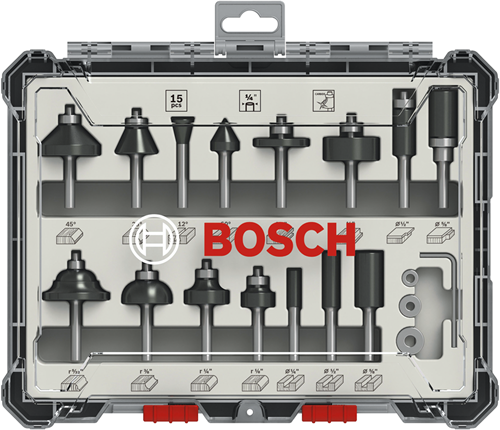 Afbeelding laden in galerijviewer, Bosch accessoires frezenset gemixt | 1 4 | 15-delig - 2607017473
