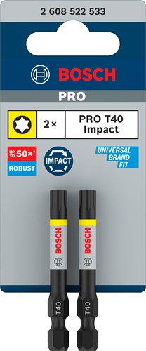 Afbeelding laden in galerijviewer, Bosch accessoires pro torx slagschroefbit | t40 | 55 mm | 2 stuks - 2608522533
