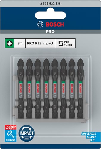 Afbeelding laden in galerijviewer, Bosch accessoires schroefbit tweezijdig impact control pz2, 65 mm 8x - 2608522338
