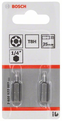 Afbeelding laden in galerijviewer, Bosch accessoires t8h security-torx®-bit extra-hard t8h, 25 mm 2 stuks - 2608522007

