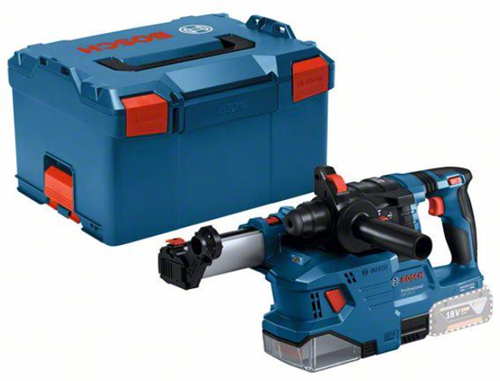 Bosch blauw gbh 18v-22 accu boorhamer + stofafzuiging gde 18v-12 | zonder accu's en lader | in l-boxx - 0611924004