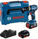 Bosch blauw gsb 18v-45 accu schroef- en klopboormachine | 2 x 3,0 ah accu + snellader | in l-boxx 06019k3305