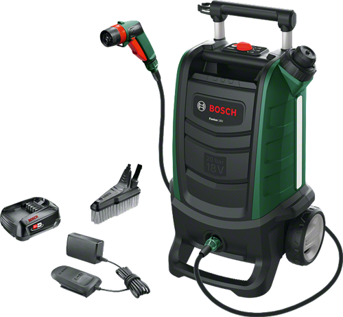 Afbeelding laden in galerijviewer, Bosch groen fontus 18v | accu hogedrukreiniger 20 bar incl. accessoires (1x 2.5ah accu + lader) - 06008b6101
