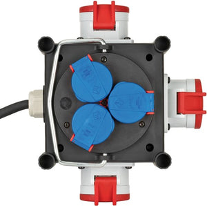 Brennenstuhl compacte rubberen stroomverdeler bsv 3 ls e 16 2 ip44 1 meter stekkerdoos (zwart, 3x geaard, 3x cee)