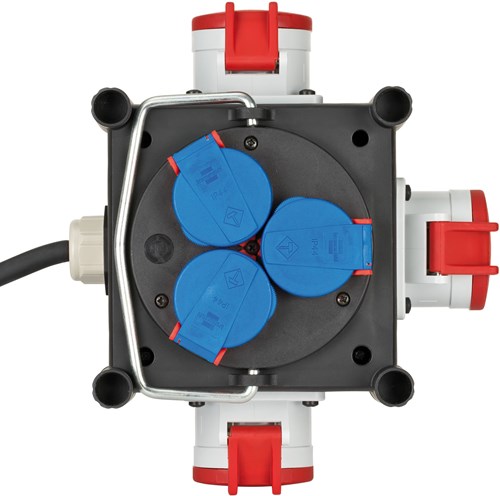 Brennenstuhl compacte rubberen stroomverdeler bsv 3 ls e 16 2 ip44 1 meter stekkerdoos (zwart, 3x geaard, 3x cee)