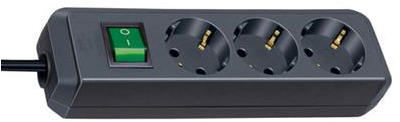 Brennenstuhl eco-line 3-voudige zwarte stekkerdoos met schakelaar | 1152300015 - 1152300015