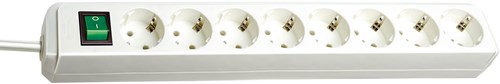 Brennenstuhl eco-line stekkerdoos met schakelaar 8-voudig wit 3m h05vv-f 3g1,5
