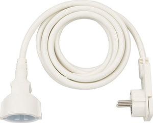 Brennenstuhl kwaliteit kunststof verlengkabel met platte stekker (verlengsnoer plat voor binnen met 3m kabel) wit