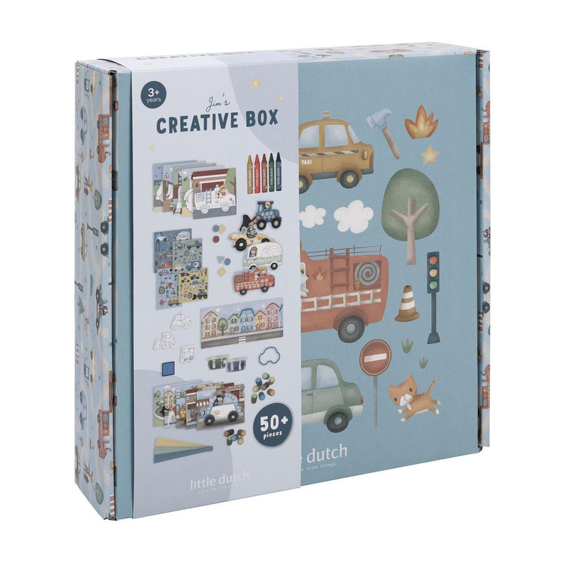 Afbeelding laden in galerijviewer, Little dutch jim xl knutseldoos inclusief stickers, tekenpapier, krijtjes, verf, foamklei, stempels, stickers enz. 24x30x6cm

