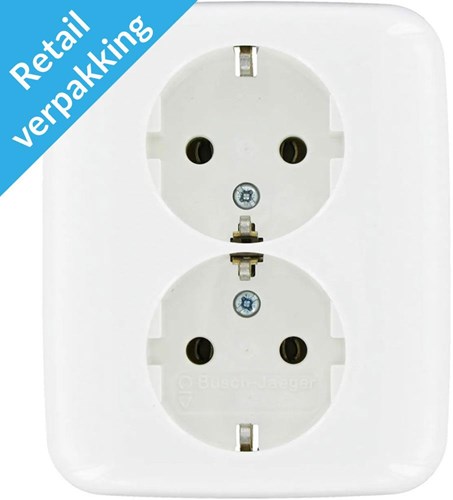 Afbeelding laden in galerijviewer, Busch jaeger wit inbouw stopcontact ra dubbel - 4695510
