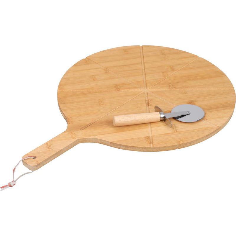Afbeelding laden in galerijviewer, Excellent houseware pizza set 2-delig bamboe snijplank + pizzasnijder
