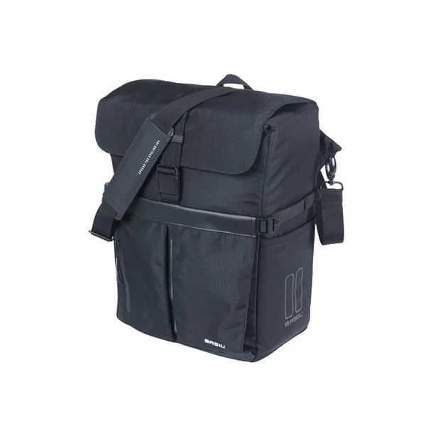 Afbeelding laden in galerijviewer, Basil fietsschoudertas move mik hooks zwart met helmvak |15l
