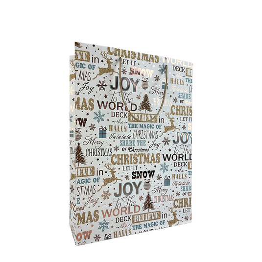 Cadeautas kerst wit 25x8,5x34,5cm