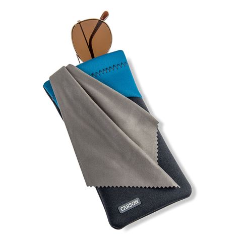 Afbeelding laden in galerijviewer, Carson neoprene brillenhoesje met microvezeldoekje - grijs blauw
