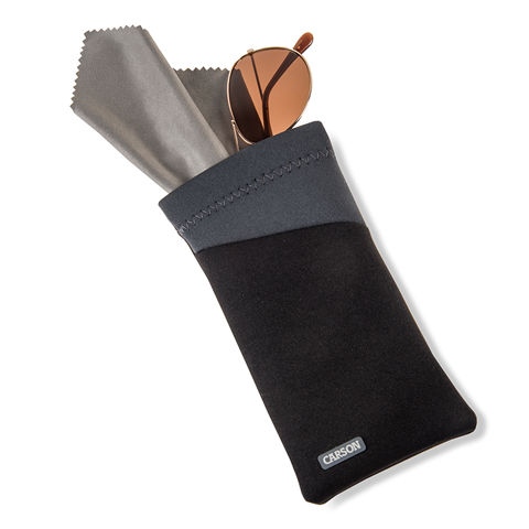 Afbeelding laden in galerijviewer, Carson neoprene brillenhoesje met microvezeldoekje - zwart grijs

