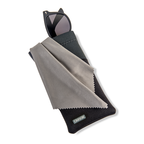 Afbeelding laden in galerijviewer, Carson neoprene brillenhoesje met microvezeldoekje - zwart grijs
