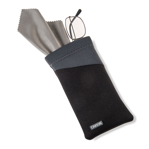 Afbeelding laden in galerijviewer, Carson neoprene brillenhoesje met microvezeldoekje - zwart grijs
