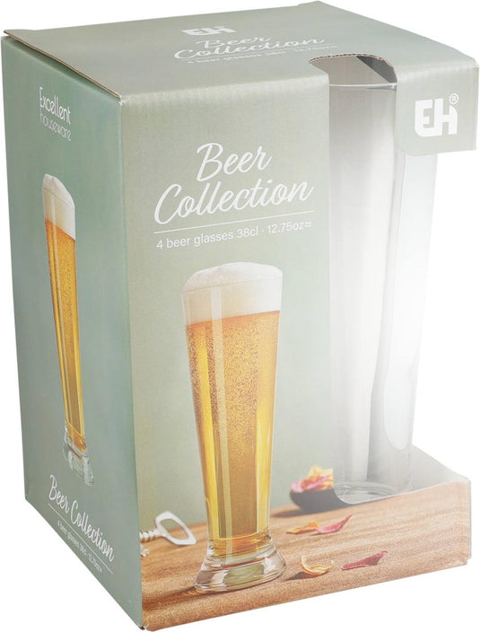 Excellent houseware bierglazenset 4-delig 380ml ã˜7xh20,5cm
