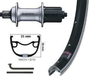 Kgs achterwiel 28 inch (622) mach1 er10 zw zilver cassette 8 9 sp uitval