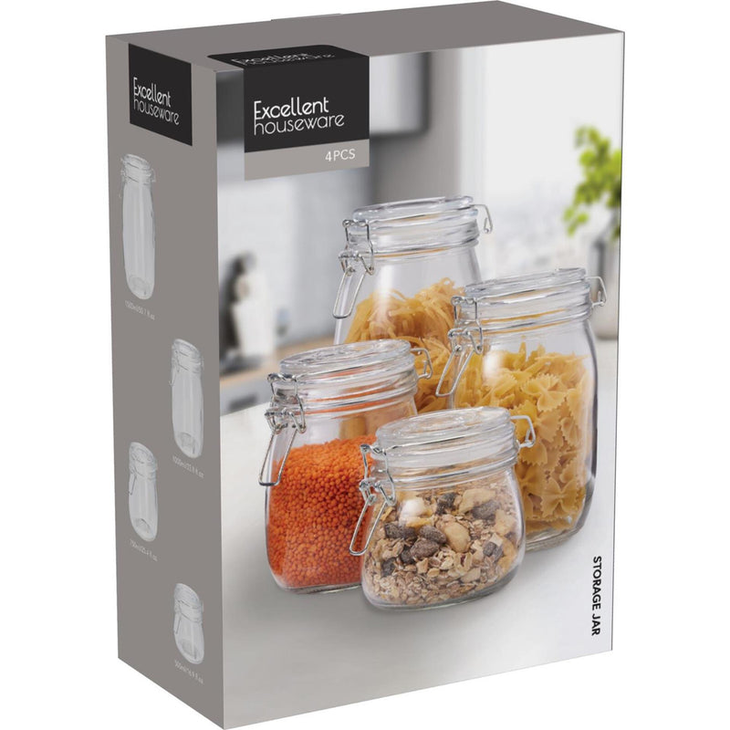 Afbeelding laden in galerijviewer, Excellent houseware voorraadpot glas set 4 stuks in doos
