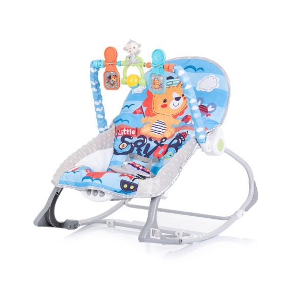 Afbeelding laden in galerijviewer, Chipolino baby spa wipstoel met muziek en kalmerende trillingen blauw grijs
