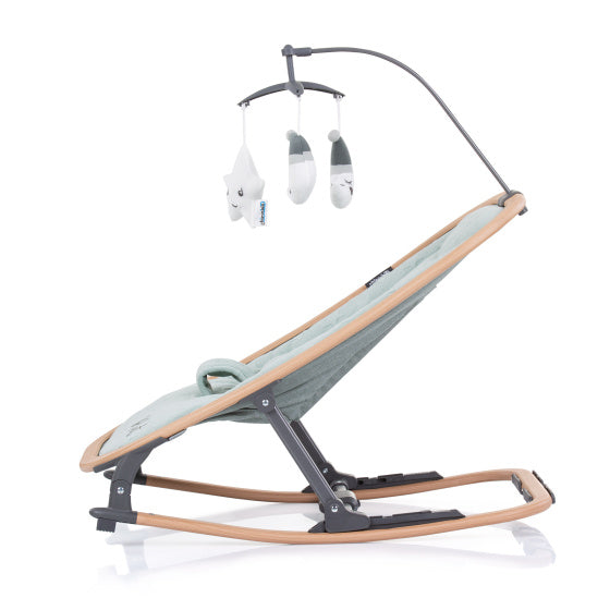 Afbeelding laden in galerijviewer, Chipolino velvet opvouwbare wipstoel met mobiel aloe wood mintgroen beige
