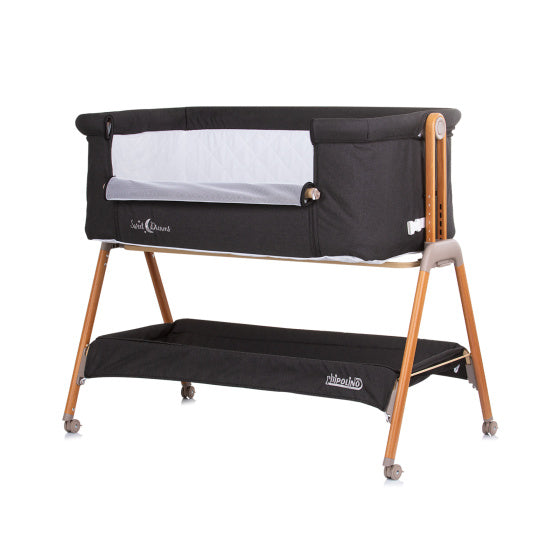 Afbeelding laden in galerijviewer, Chipolino sweet dreams co-sleeper met opklapbare zijkant graphite wood antraciet
