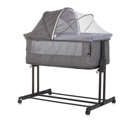 Chipolino zen co-sleeper box met klamboe granite grijs